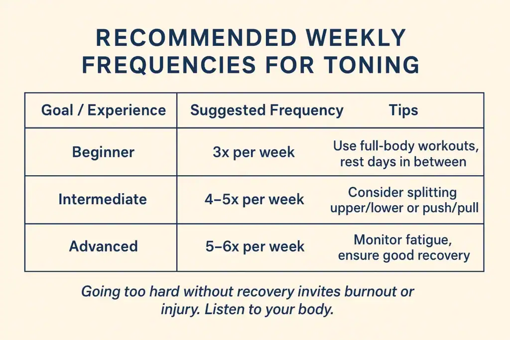 Achieving the Perfect Tone: How Often Should You Exercise for Results? 2 Graphic to show how often you should do exercise to help with toning Crewe