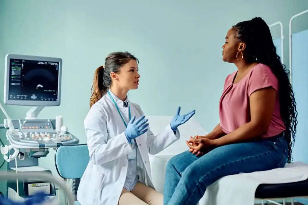 Woman have consultation about vaginal laxity Crewe