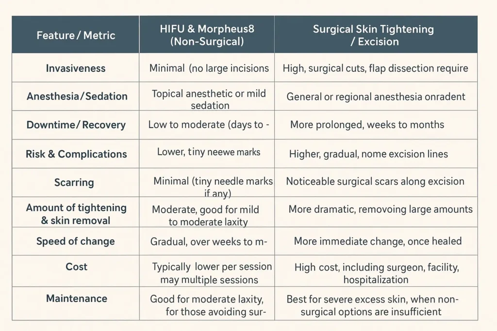 The Science of Skin Tightening 2 Table of skin tightening Crewe benefits compared to surgical options